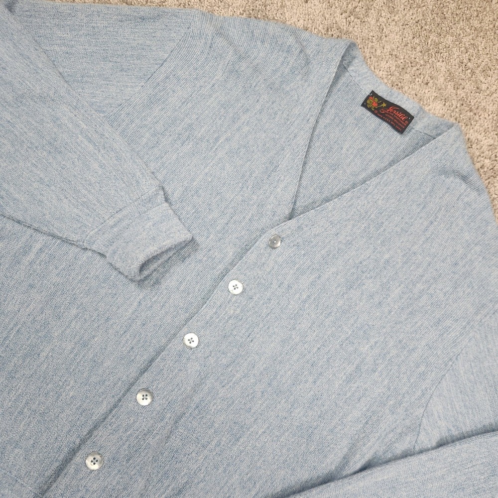 Vtg Jersild Knit Cardigan Sweater Mens Large Blue Minimal Preppy Retro Academia